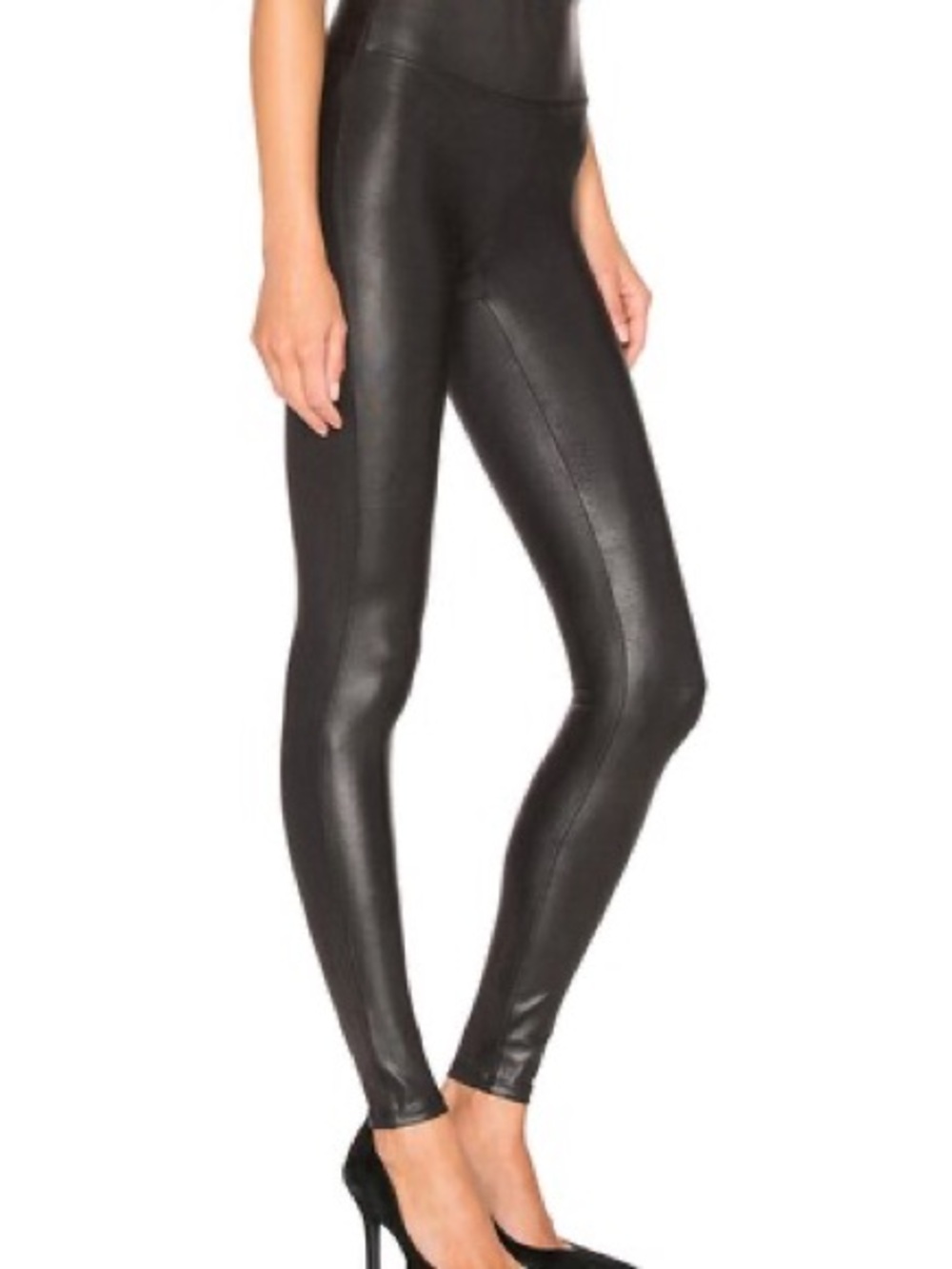Spanx High-Waist Faux Leather Leggings - Black